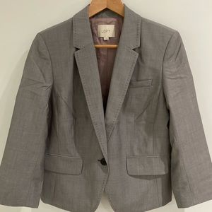 Loft - Lt. Gray one button 3/4 sleeve blazer Sz 10